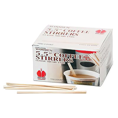 5.5" Stirrer-Wood Coffee Round Ends (10 / 500 cs)