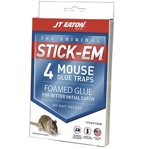 Stick-Em Mouse Glue Trap 4" x 3" Peanut Butter Scented (4 ea / pk, 24 pk / cs)