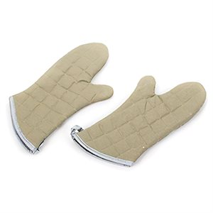 Mitt-Oven Tan 17" Cotton Fabric Coated with a Fire Retardant up to 450F (1 pair / bg)