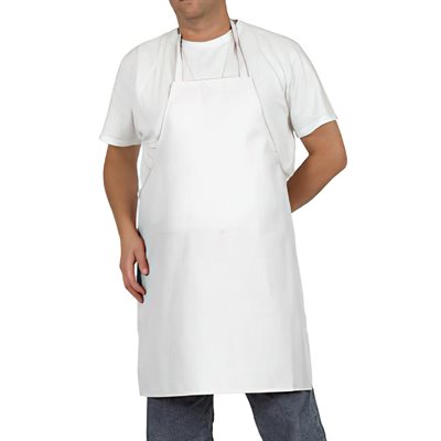 Bib Apron, No Pocket 36? x 41? White Tube Ties 100% Cotton (25 dz / cs)