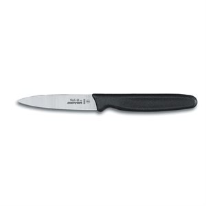 Val-U Paring Knife, 3-1 / 2" blade, stamped, straight edge, DEXSTEEL™ stain free, high carbon steel, finger guard on handle, polypropylene handle, black, NSF (12 ea / bx)