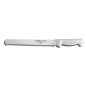 Basics Slicer / Bread Knife, 10", scalloped edge, stain-free, high-carbon steel, textured, polypropylene white handle, NSF Certified (6 ea / bx)