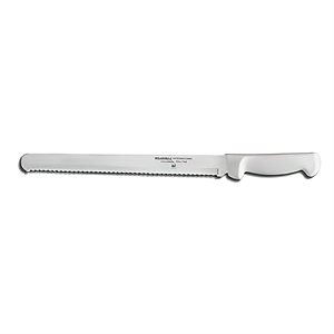 Basics Slicer, 12", scalloped edge, stain-free, high-carbon steel, textured, polypropylene white handle, NSF Certified (6 ea / bx)
