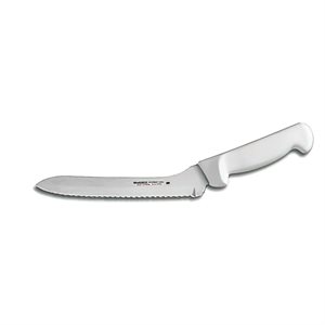 Basics Sandwich Knife, 8", scalloped edge, offset, stain-free, high-carbon steel, textured, polypropylene white handle, NSF Certified (6 ea / bx)