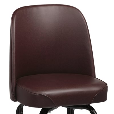Black Frame Barstool with a Single Square Chrome footrest, 3 degree pitched Swivel, and Brown Bucket Seat Unassembled (2 ea / cs) "Call Customer Service for Availability" Black Frame Barstool with a Single Square Chrome footrest, 3 degree pitched Swivel, and Brown Bucket Seat Unassembled (2 ea / cs) "Call Customer Service for Availability"