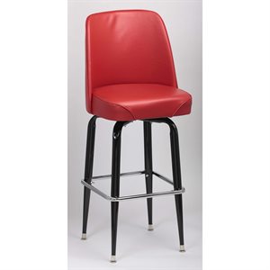 Black Frame Barstool with Square Chrome Footrest, 3-degree Swivel, and Red Bucket Seat Unassembled (2 ea / cs)