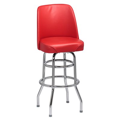 Double Ring Chrome Frame Barstool with 3 degree pitched Swivel and Red Bucket Seat Unassembled (2 ea / cs) "Call Customer Service for Availability" Double Ring Chrome Frame Barstool with 3 degree pitched Swivel and Red Bucket Seat Unassembled (2 ea / cs) "Call Customer Service for Availability"