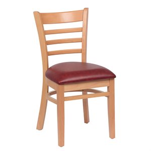Ladder Back Natural, Crimson Upholstered Seat (2 ea / cs)