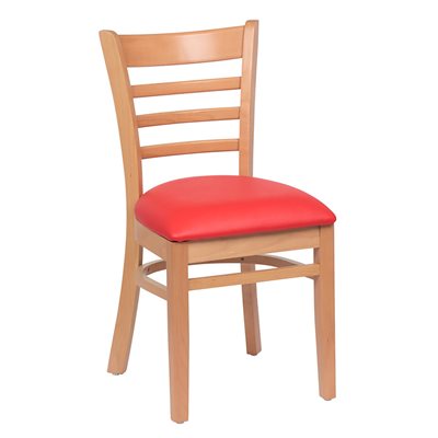 Ladder Back Natural, Red Upholstered Seat (2 ea / cs) Ladder Back Natural, Red Upholstered Seat (2 ea / cs)