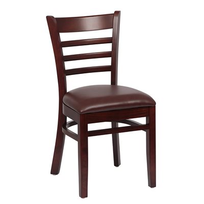 Ladder Back Walnut, Brown Upholstered Seat ( 2 ea / cs ) Ladder Back Walnut, Brown Upholstered Seat ( 2 ea / cs )