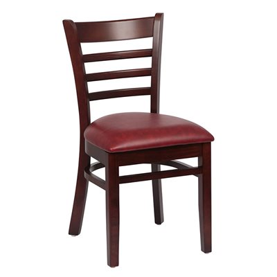 Ladder Back Walnut, Crimson Upholstered Seat (2 ea / cs)