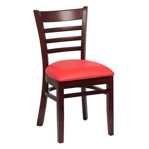 Ladder Back Walnut, Red Upholstered Seat (2 ea / cs)