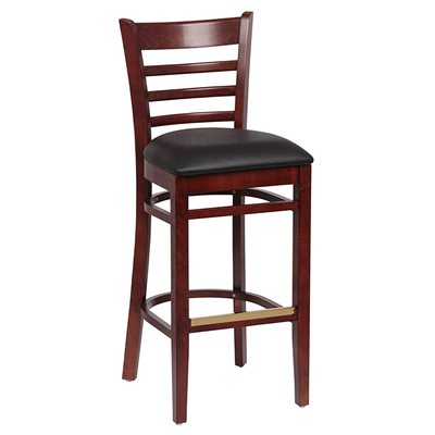 Ladder Back Bar Walnut / Black Upholstered Seat ( 1 ea / cs) Ladder Back Bar Walnut / Black Upholstered Seat ( 1 ea / cs)