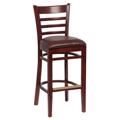 Ladder Back Bar Walnut / Brown Upholstered Seat ( 1 ea / cs ) Ladder Back Bar Walnut / Brown Upholstered Seat ( 1 ea / cs )