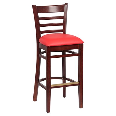 Ladder Back Bar Walnut / Red Upholstered Seat ( 1 ea / cs )