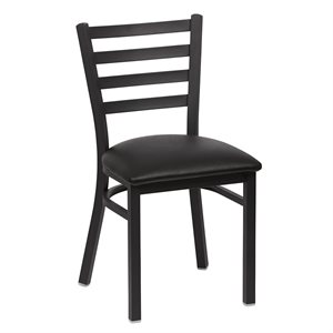 Metal Ladder Back Chair, Black Upholstered Seat (2 ea / cs)