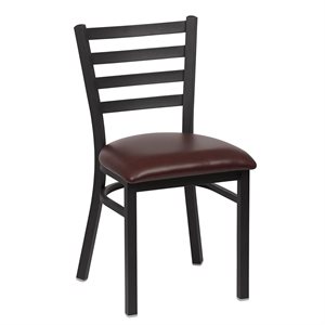 Metal Ladder Back Chair, Brown Upholstered Seat (2 ea / cs)