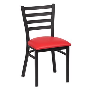 Metal Ladder Back Metal Chair, Red Upholstered Seat (2 ea / cs)