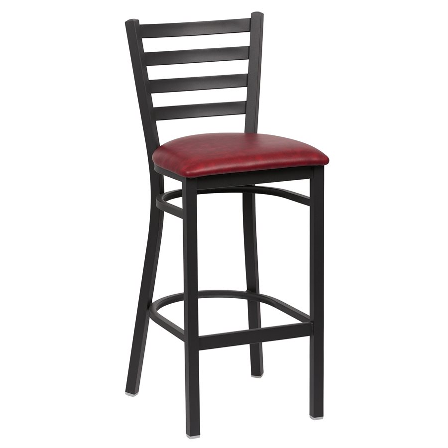 Metal Ladder Back Bar Stool, Crimson Upholstered Seat ( 1 ea / cs)