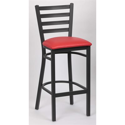 Metal Ladder Back Bar Stool, Red Upholstered Seat (1 ea / cs)