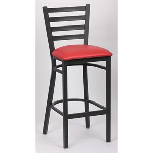 Metal Ladder Back Bar Stool, Red Upholstered Seat (1 ea / cs)