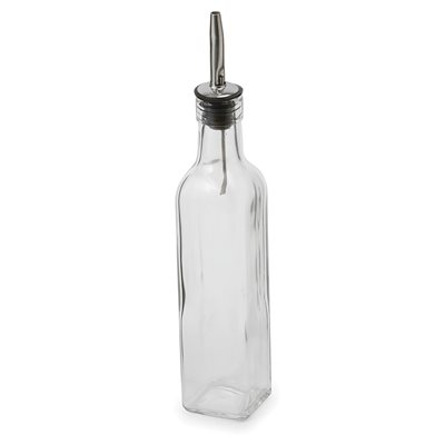 8 oz Square Glass Cruet with S / S Pourer (24 ea / cs)