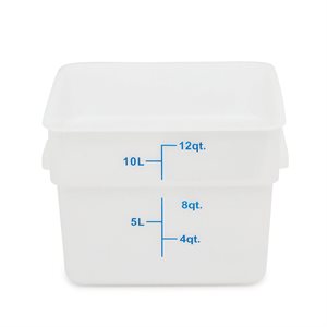 White Polypropylene Square Storage Container 12 qt NSF