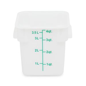 White Polypropylene Square Storage Container 4 qt NSF (48 ea / cs)