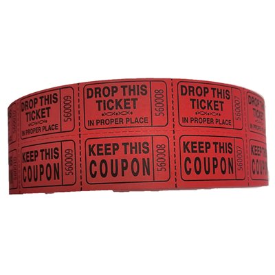 Ticket-Double Raffle Red, 2,000 Tickets Per Roll (20 roll per case)